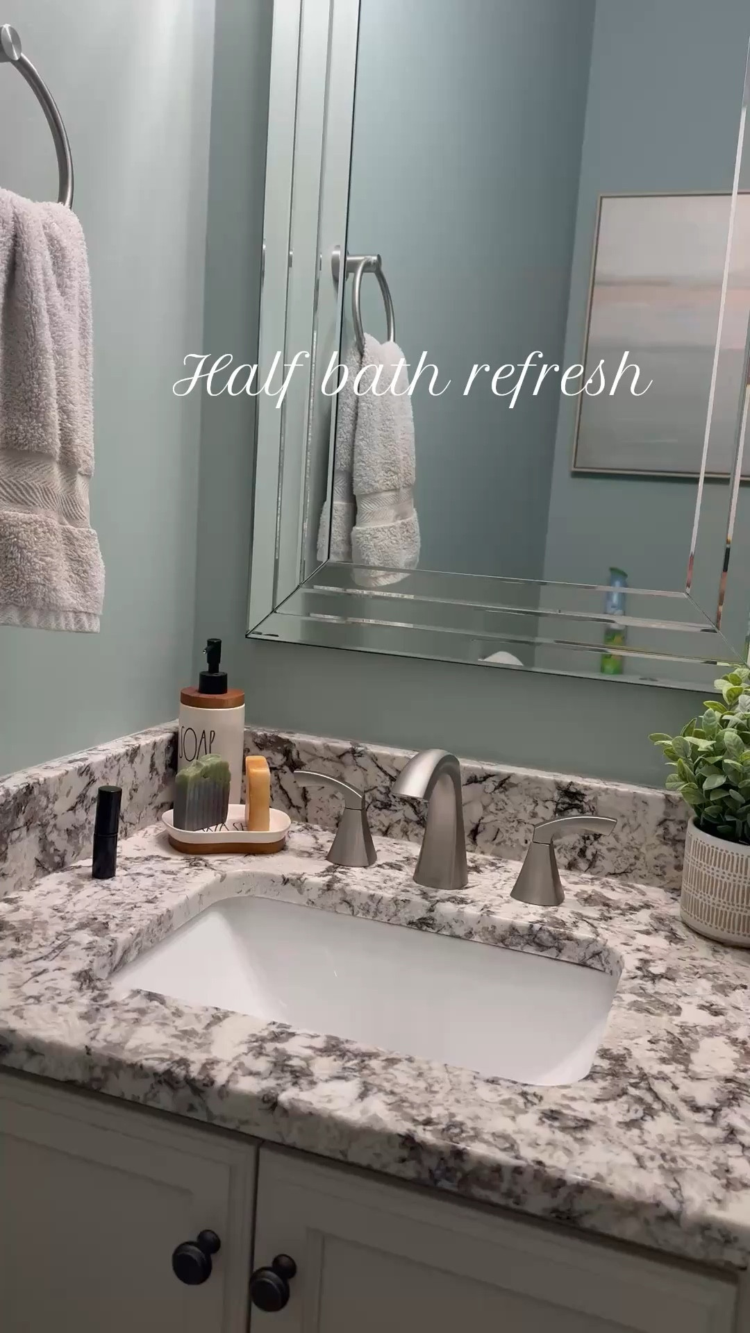 Dramatic and dreamy half bath 
#LTKHome #LTKinteriordesign #LTKwallpaper #halfbath #LTKbathroom