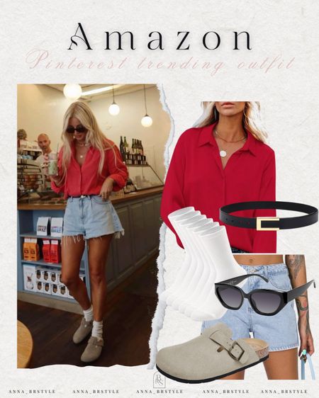 Amazon fashion finds, red button down shirt, washed denim shorts, clogs, summer outfit 

#LTKFindsUnder100 #LTKFindsUnder50