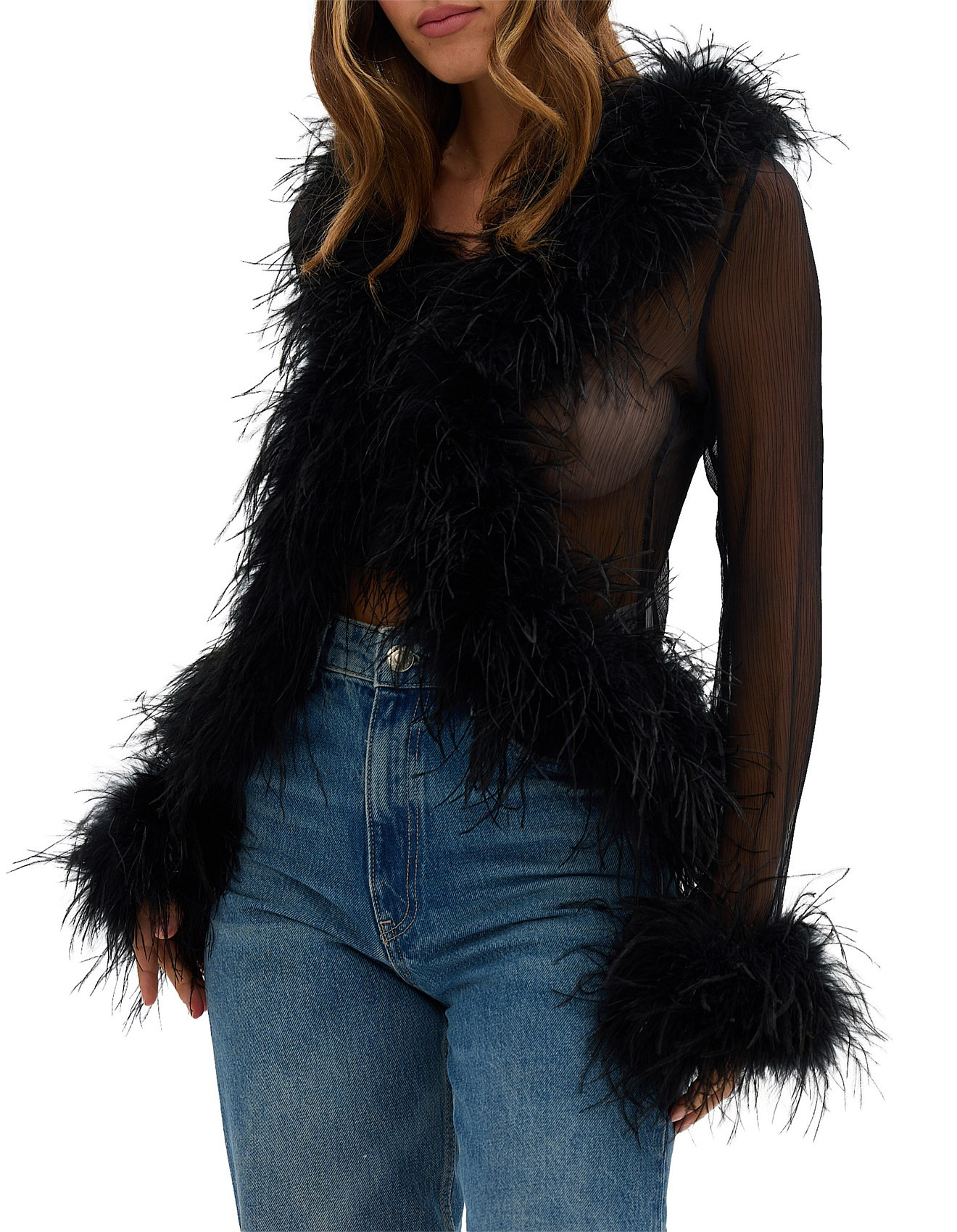 GIGI SHEER FEATHER BLOUSE | David Jones (Australia & New Zealand)