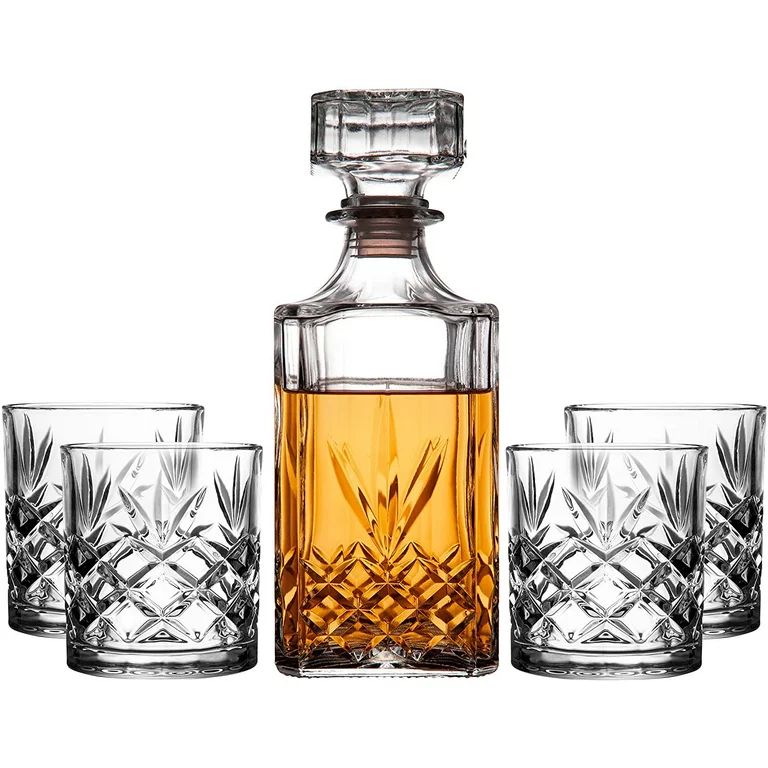 Royalty Art Kinsley Whiskey Glasses Set with Decanter for Scotch, Bourbon, Cognac, and Liquor, Cl... | Walmart (US)