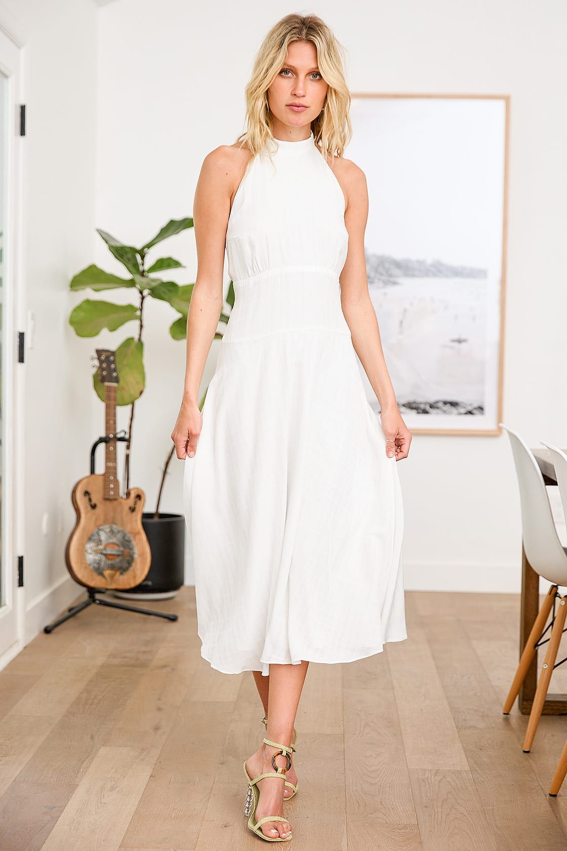 Bring on the Sunshine White Halter Midi Dress | Lulus (US)