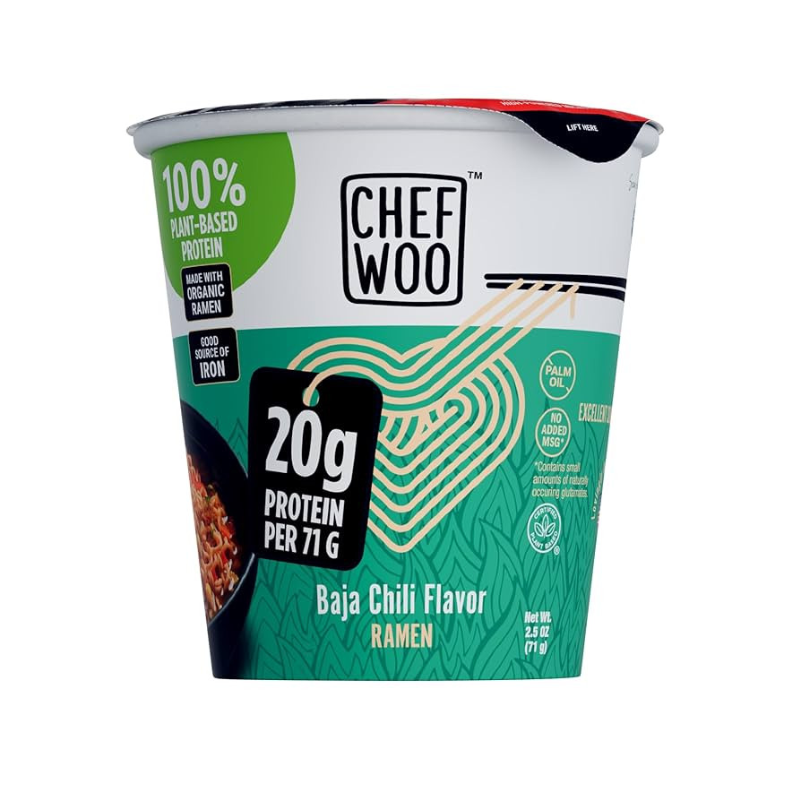 CHEF WOO Baja Chili Ramen Cup High Protein Noodles (12 PACK), 20g of Animal-free, Bioavailable Pr... | Amazon (US)