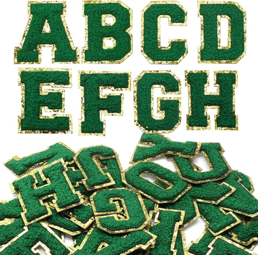 26 PCS Self Adhesive Patches Chenille Letters Patches, Green Varsity Letter Patches 2.2 Inches A-... | Amazon (US)