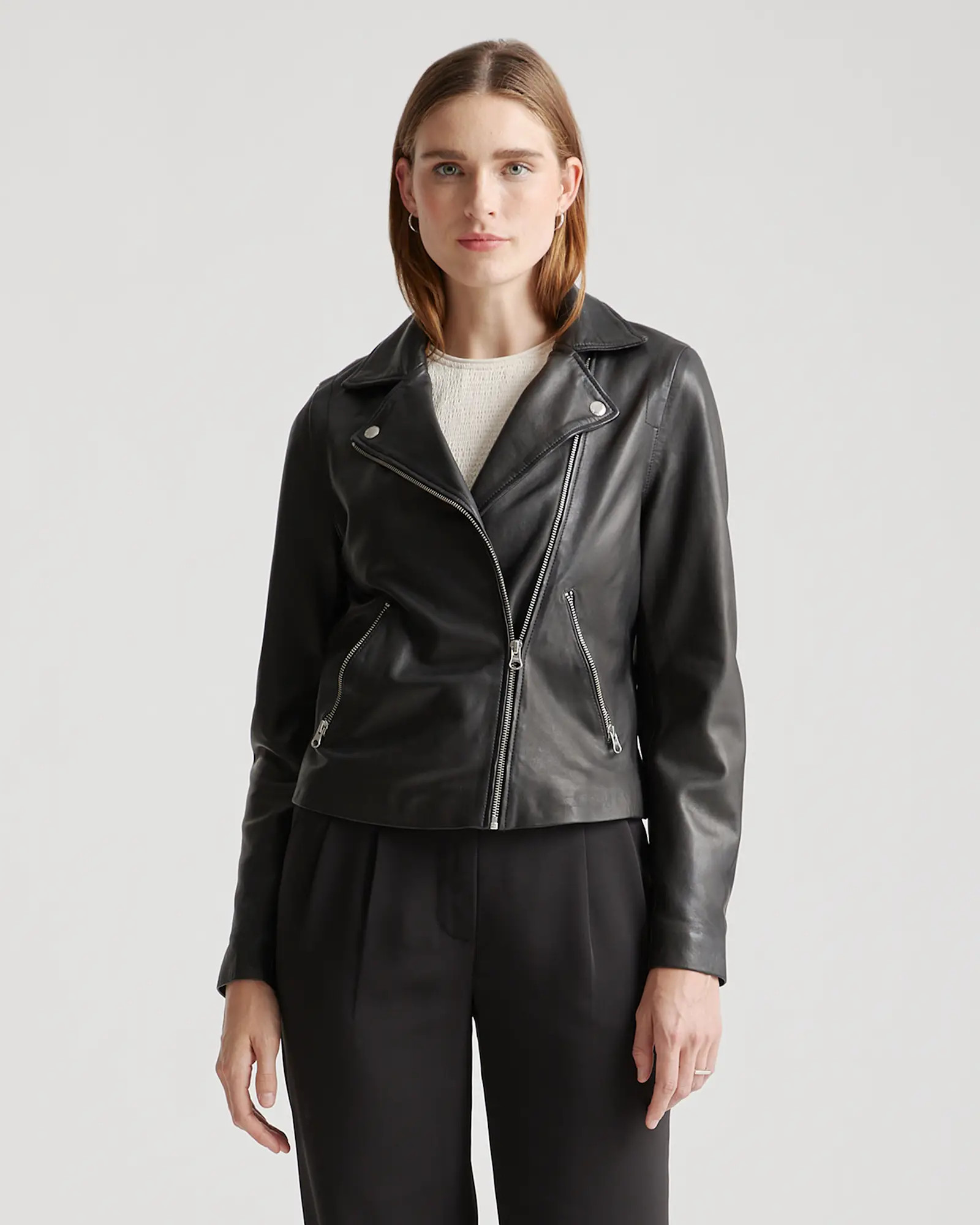 100% Washed Leather Biker Jacket | Quince
