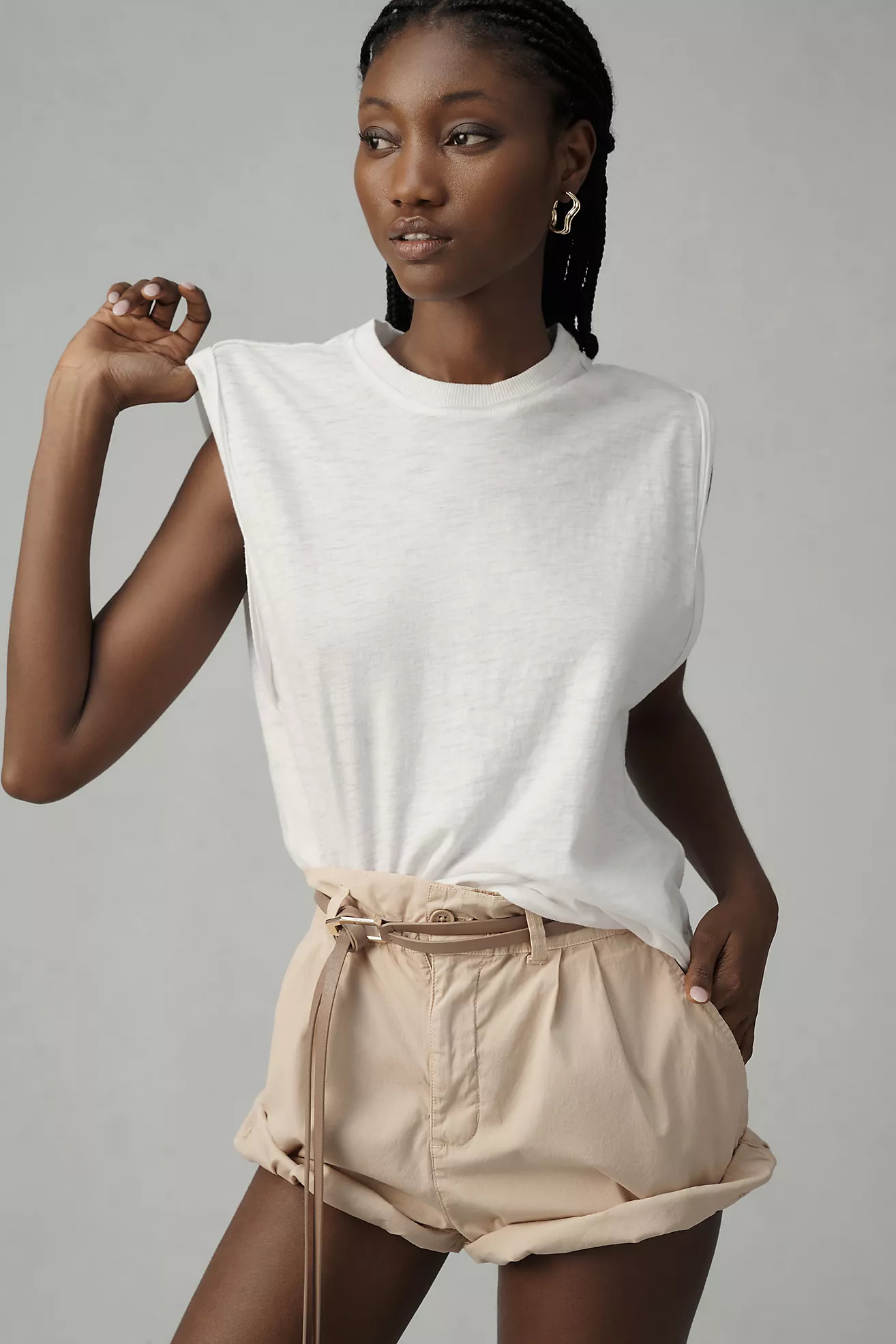 The Vinnie Cotton-Slub Rolled Muscle Tee by Pilcro | Anthropologie (US)