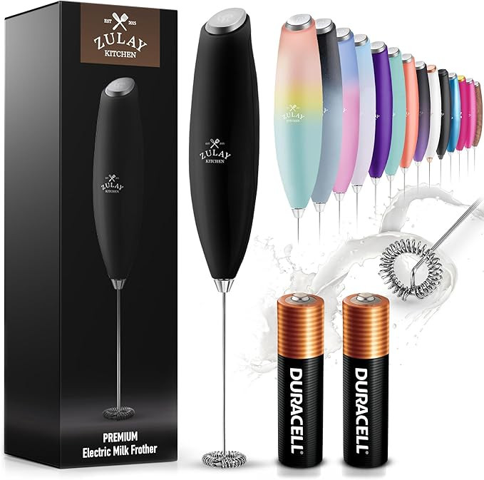 Zulay Kitchen Milk Frother Wand Drink Mixer with AA Duracell Batteries- Durable Handheld Milk Fro... | Amazon (US)