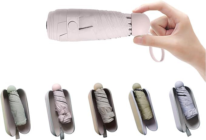 Travel Mini Umbrella for Purse With Case-Small Compact UV Umbrella Protection Sun-Lightweight Tin... | Amazon (US)