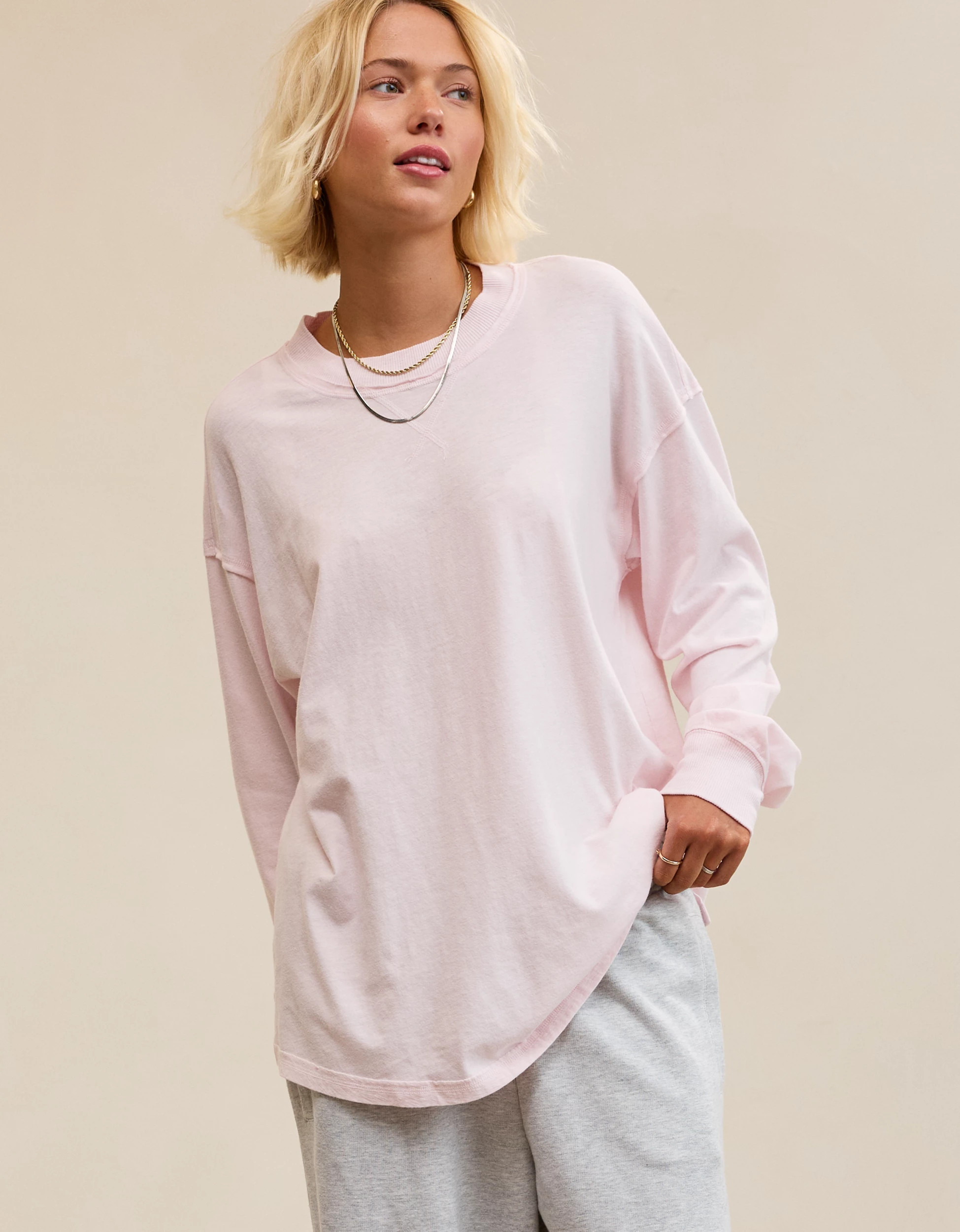 Aerie Cozy Oversized Long Sleeve Boyfriend T-Shirt | Aerie