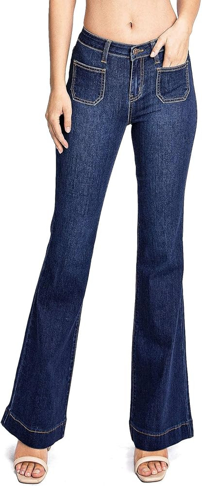Angry Rabbit Women's Juniors High Waist Stretchy Premium Flare Jeans | Amazon (US)