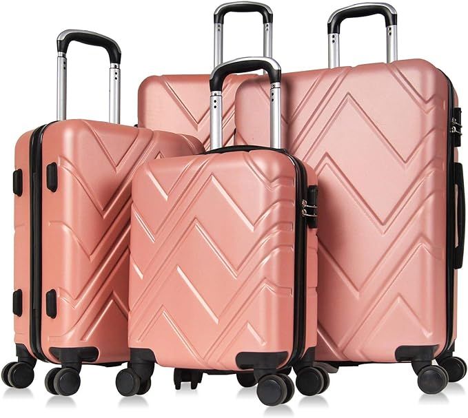 4PC Luggage Sets, ABS Hardshell Luggage Set Lightweight Spinner Travel Suitcases w/Spinner Wheels... | Amazon (US)