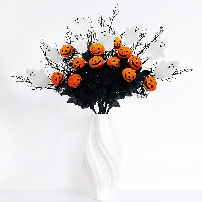 Halloween Decorations Indoor with Pumpkins and White Ghost, Halloween Centerpieces Decor for Tabl... | Amazon (US)