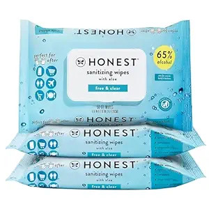 The Honest Company Fragrance-Free Sanitizing Alcohol Wipes, Antibacterial with Aloe, Kills 99% of... | Amazon (US)