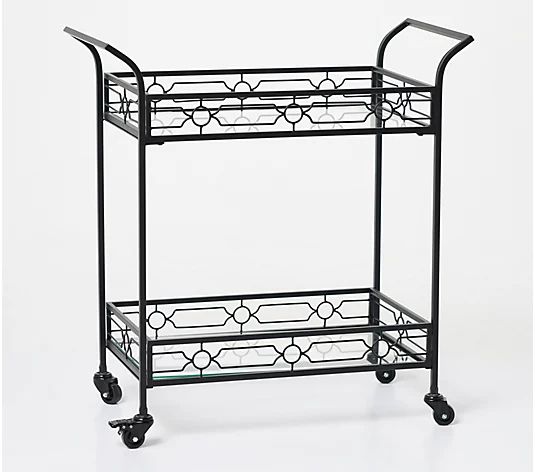 Home Reflections Metal Bar Cart with Tempered Glass - QVC.com | QVC