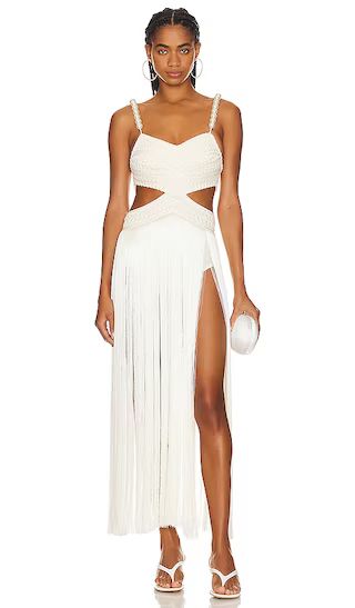 Pearl Beaded Fringe Beach Dress in White | Revolve Clothing (Global)