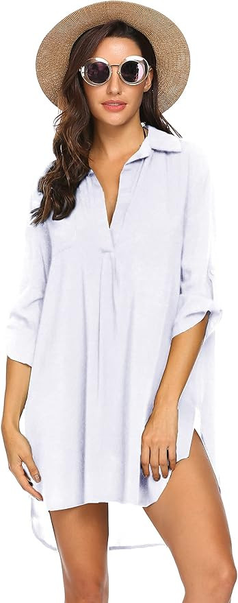 Ekouaer Women's Swimsuit Beach Cover Up Shirt Bikini Beachwear Bathing Suit Beach Dress       Add... | Amazon (US)