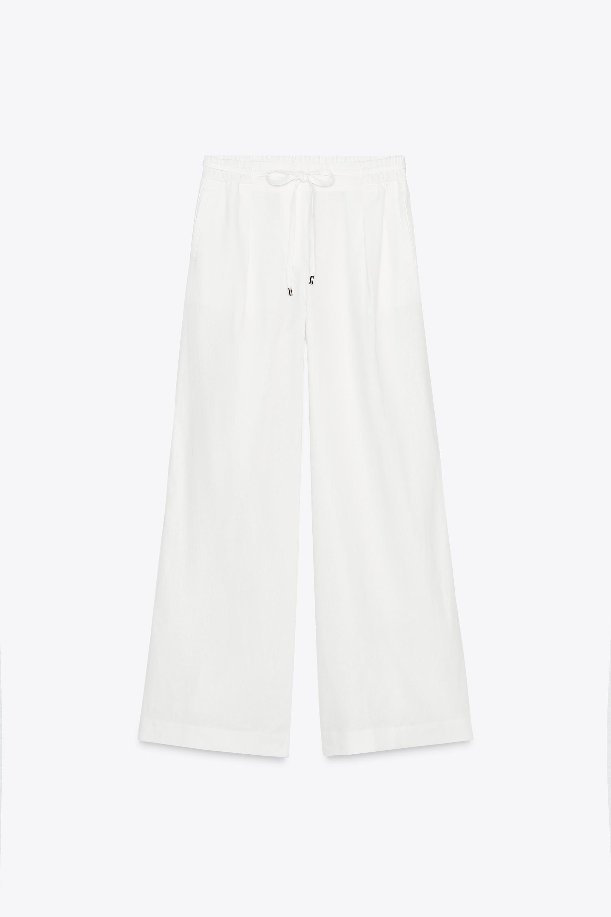 WIDE LEG LINEN PANTS WITH BELT | Zara US