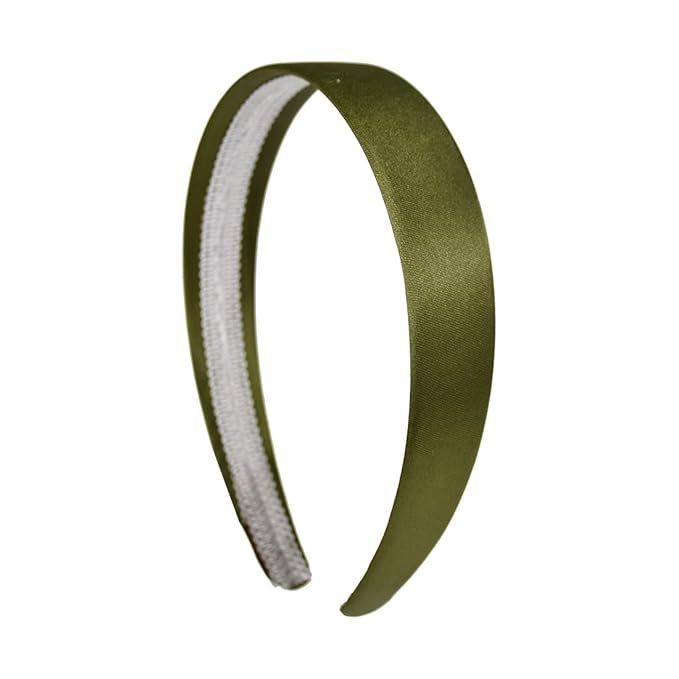 Motique Accessories Olive 1 Inch Satin Hard Headband for Women and Girls | Amazon (US)