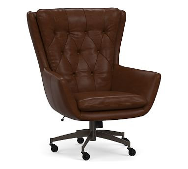 Wells Leather Swivel Desk Chair | Pottery Barn (US)