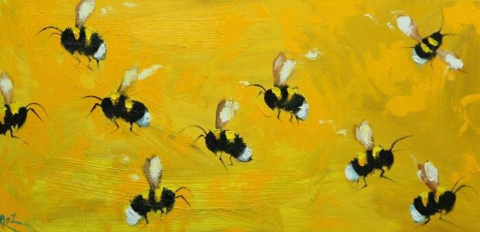 Bee painting 397 - 12x24 inch insect animal portrait original oil painting by Roz | Etsy (US)