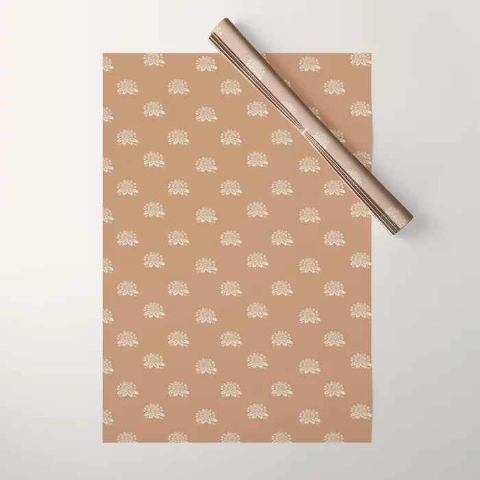 Terracotta Floral Pattern Wrapping Paper | Society6