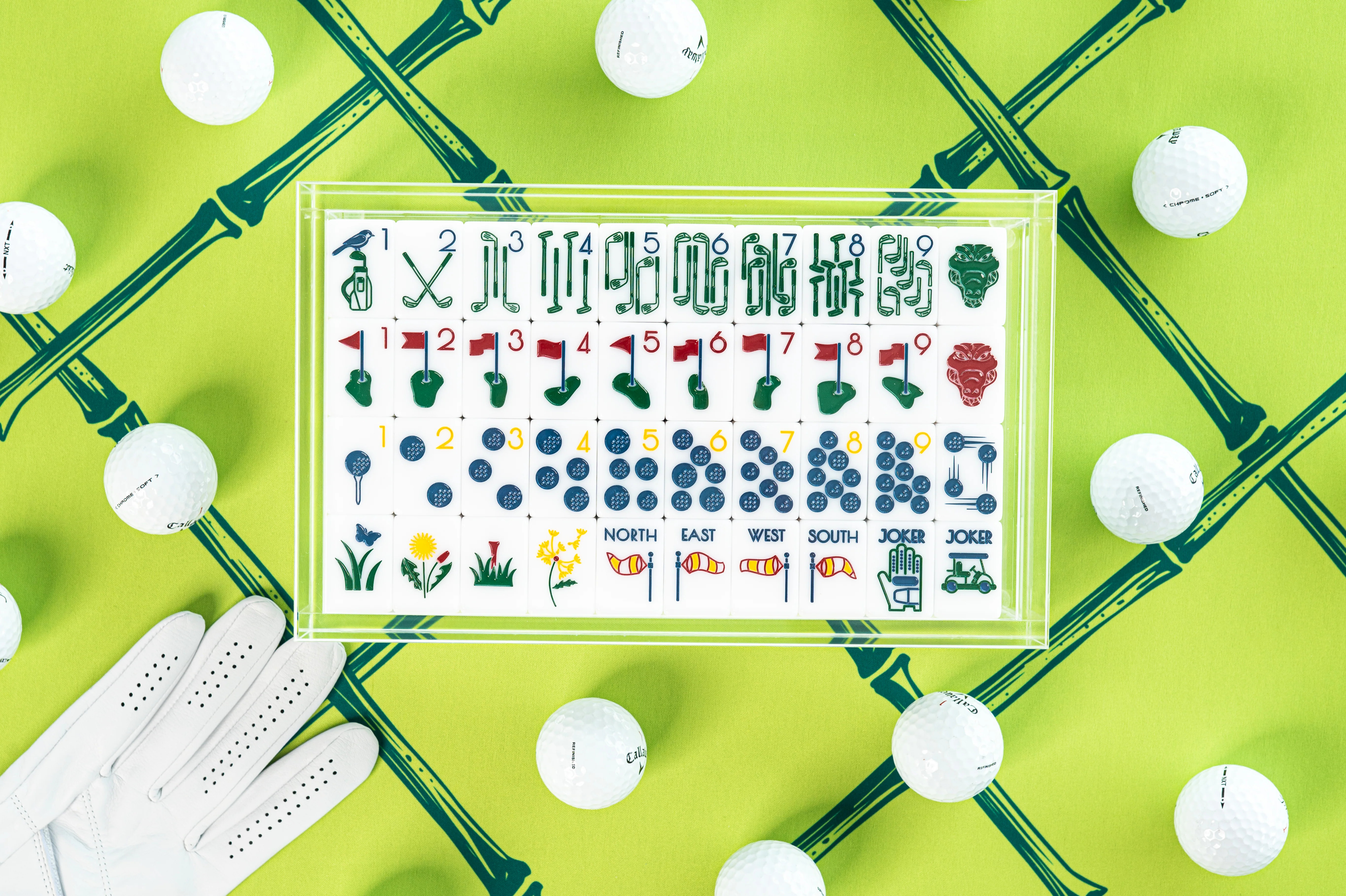 Mahjong Playing Mat | Neoprene Mat with Custom Bamboo Trellis Design by Southern Sparrow | Southern Sparrow