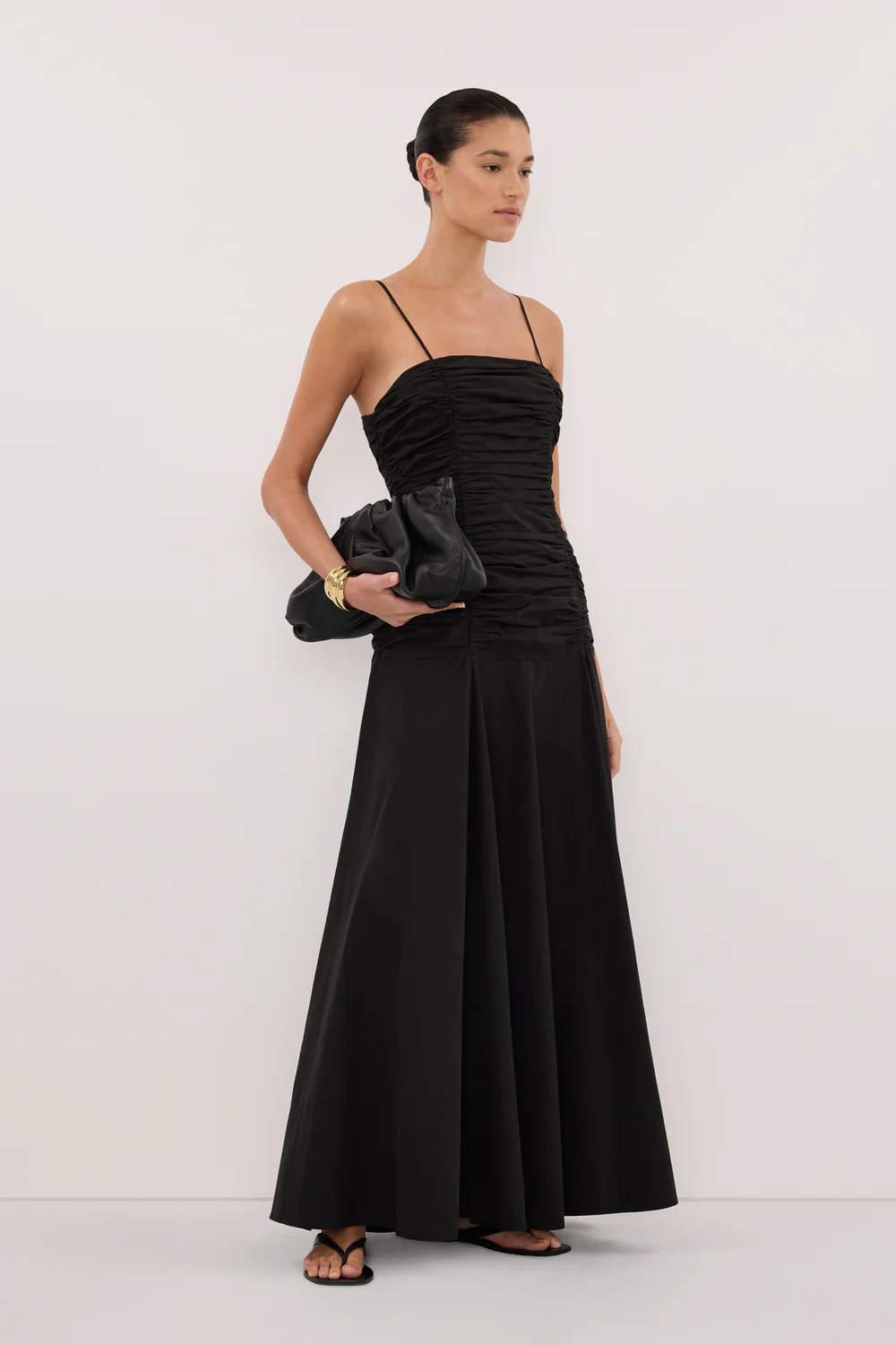 CARA BLACK POPLIN MIDI DRESS | DISSH