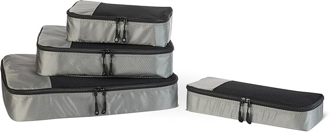 Amazon Essentials 4-Piece Packing Cubes Travel Accessories Set, Luggage Organizer with Double Zip... | Amazon (US)