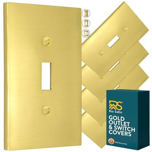 Rio Salto Modern Metal Vibrant Yellow Gold Toggle Light Switch Cover Metal Decorative Toggle Switch Covers Wall Plate Outlet Flip Switch Cover Socket Togle - Midsize 1 Gang 5-Pack | Amazon (US)