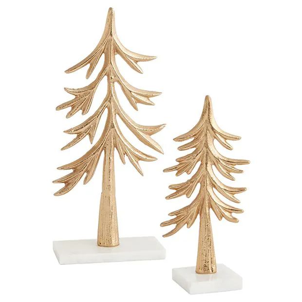 Gold Winter Tree On Square Base Set of 2 | Antique Farm House