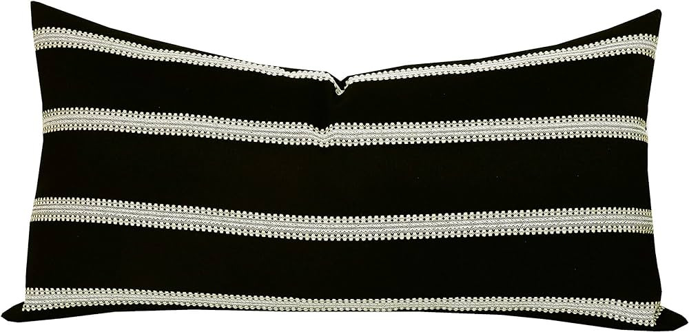 Decorative Rectangular Throw Pillow Cover Striped Textured Lumbar Cushion Cover for Home Couch So... | Amazon (US)