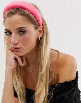 ASOS DESIGN padded headband in hot pink satin | ASOS US