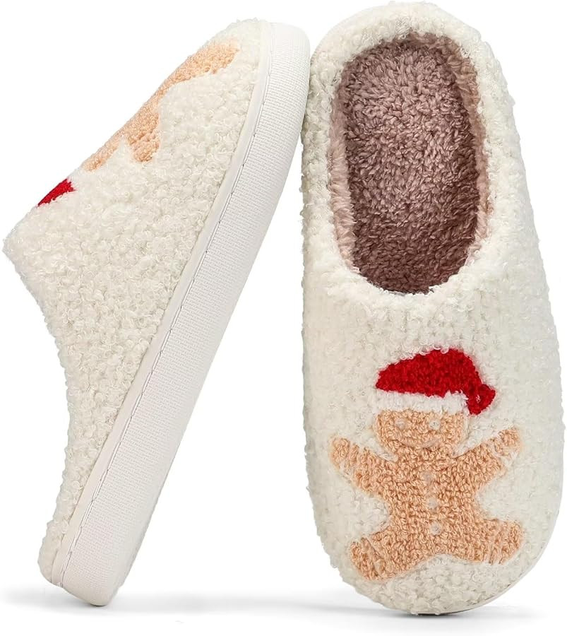 Fuzzy House Slippers for Women Smiley Face - Christmas Cozy Memory Foam Woman Slipper Indoor and ... | Amazon (US)