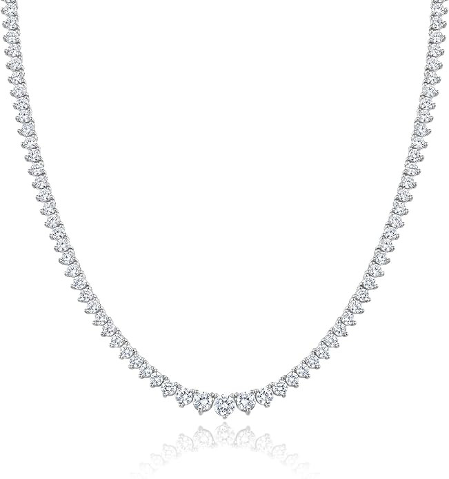 Gemsme Tennis Necklaces for Women, 18K Gold or White Gold Plated 3mm Round Cubic Zirconia Tennis ... | Amazon (US)
