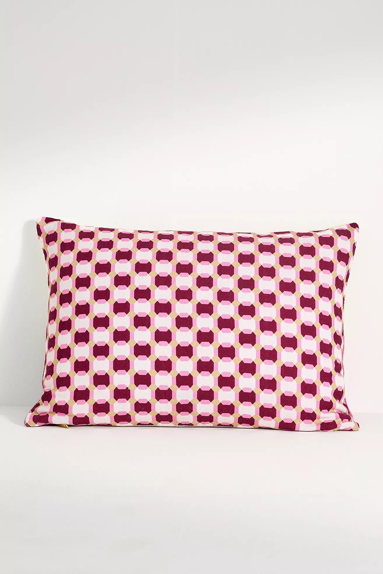 Avery Cotton Embroidered Colorblock Pillow | Anthropologie (US)