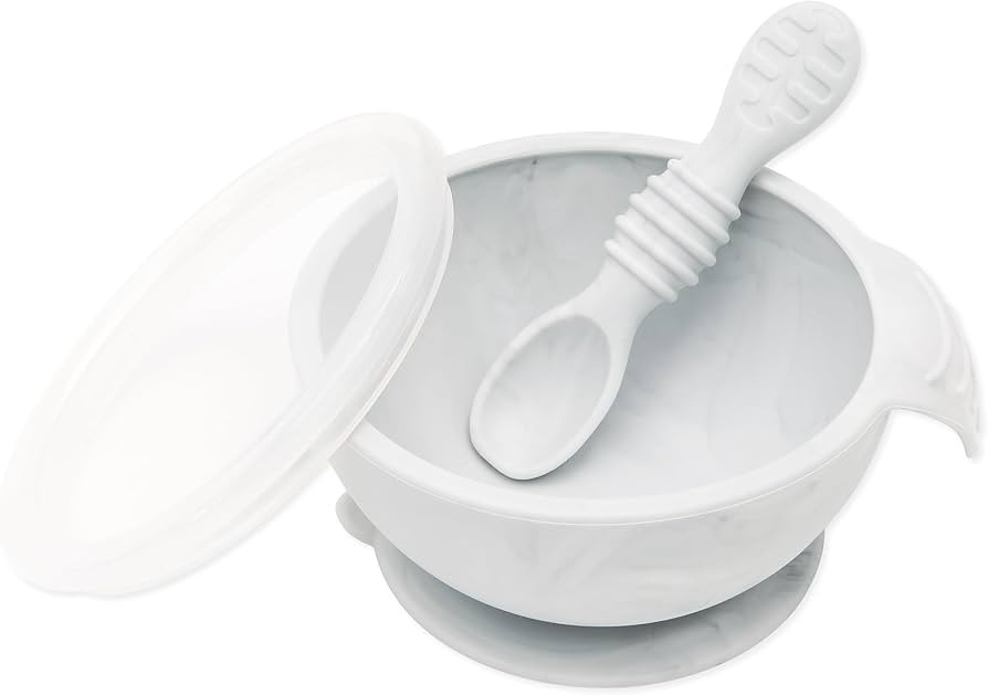 Bumkins Baby Bowl, Silicone Baby Feeding Set with Suction for Baby and Toddler, Includes Spoon an... | Amazon (US)