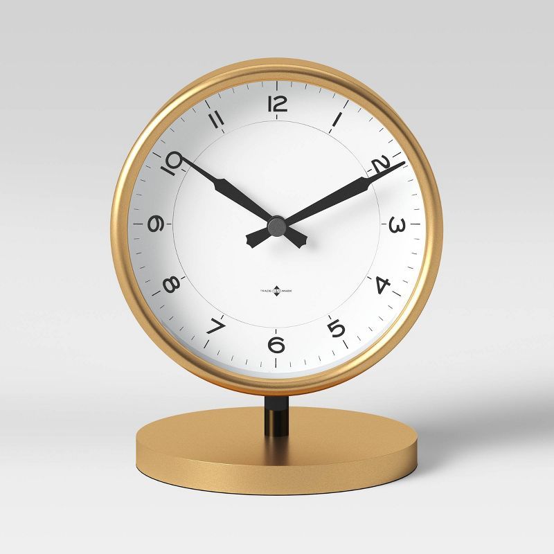 5" Mantel Table Clock Stand Brass - Threshold™ | Target