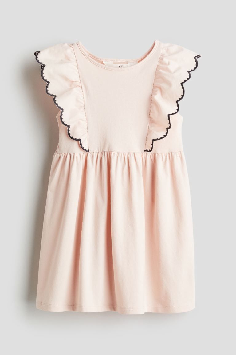 Flounce-trimmed Jersey Dress - Light pink - Kids | H&M US | H&M (US + CA)
