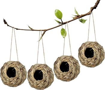 winemana 4 Pack Hanging Hummingbird Nest House for Outside, Ball Shape, Hand Woven, Durable Sturd... | Amazon (US)