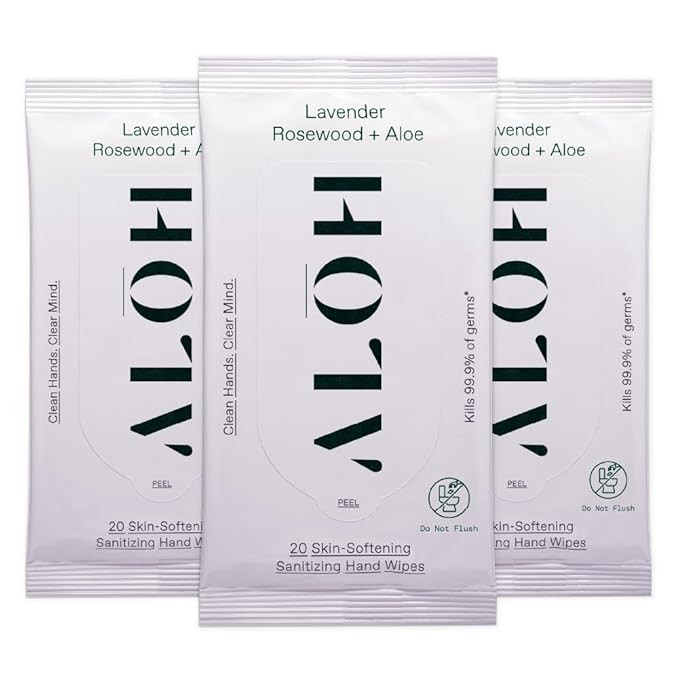 ALŌH Lavender Rosewood + Aloe Sanitizing Hand Wipes - Clean Hands, Clear Minds - On The Go Sanit... | Amazon (US)