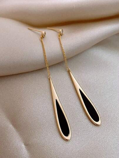 1pair European And American Style Black Tassel Drop Earrings, Fashion Party Luxurious Accessory F... | SHEIN