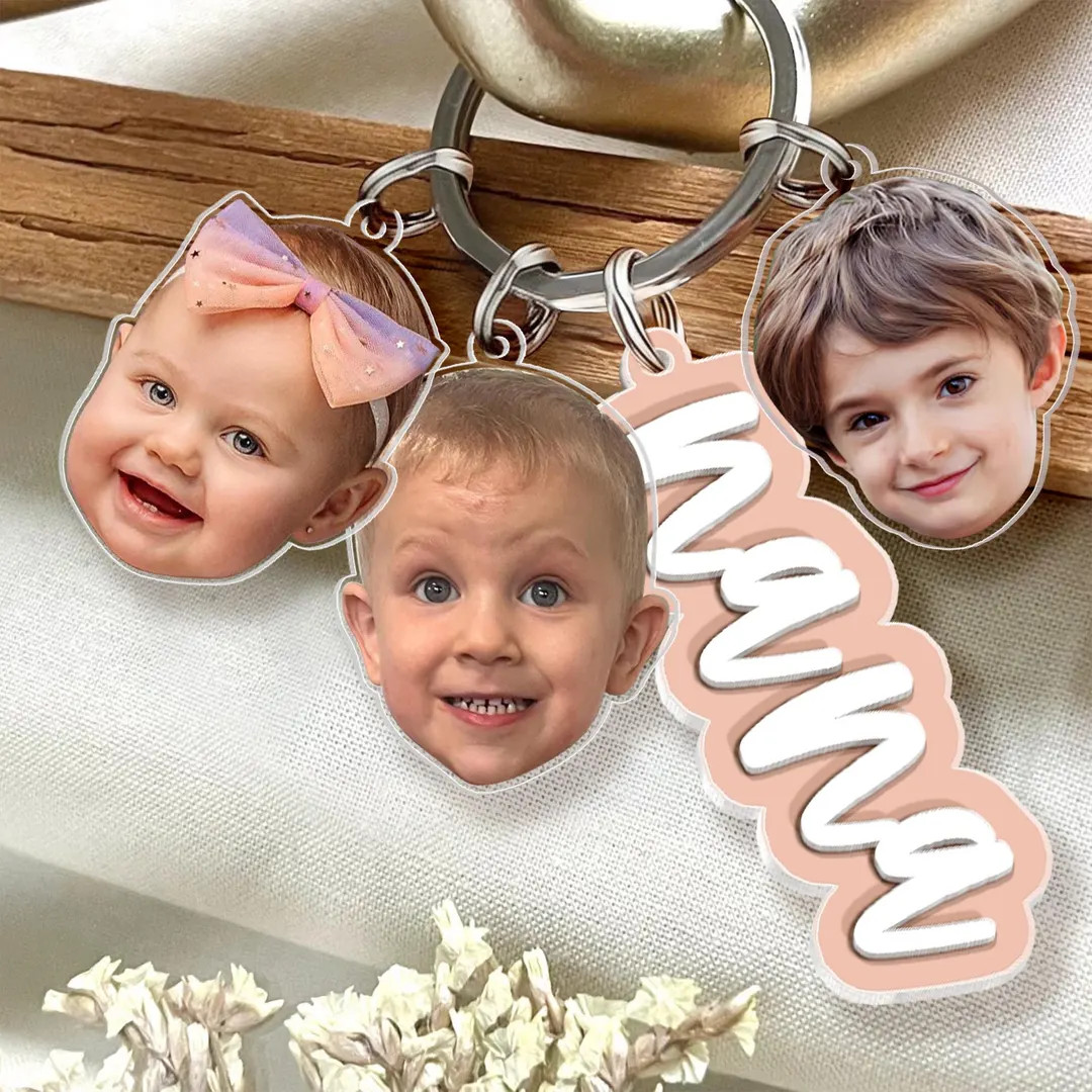 Custom Grandma Keychain With Kids Face Charm, Personalized Mother's Day Gift for Grandma, Nana Ke... | Etsy (US)