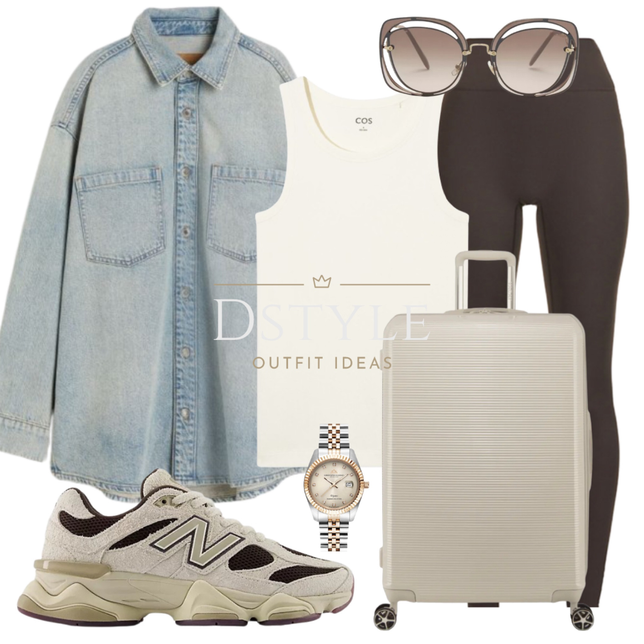 Travel essentials: Cream tank top, denim shirt, and comfy brown leggings paired with sleek New Balance 9060 sneakers. Ready to hit the road with style! 🧳✈️ #TravelInStyle #OOTD

#LTKshoecrush #LTKtravel #LTKfindsunder50