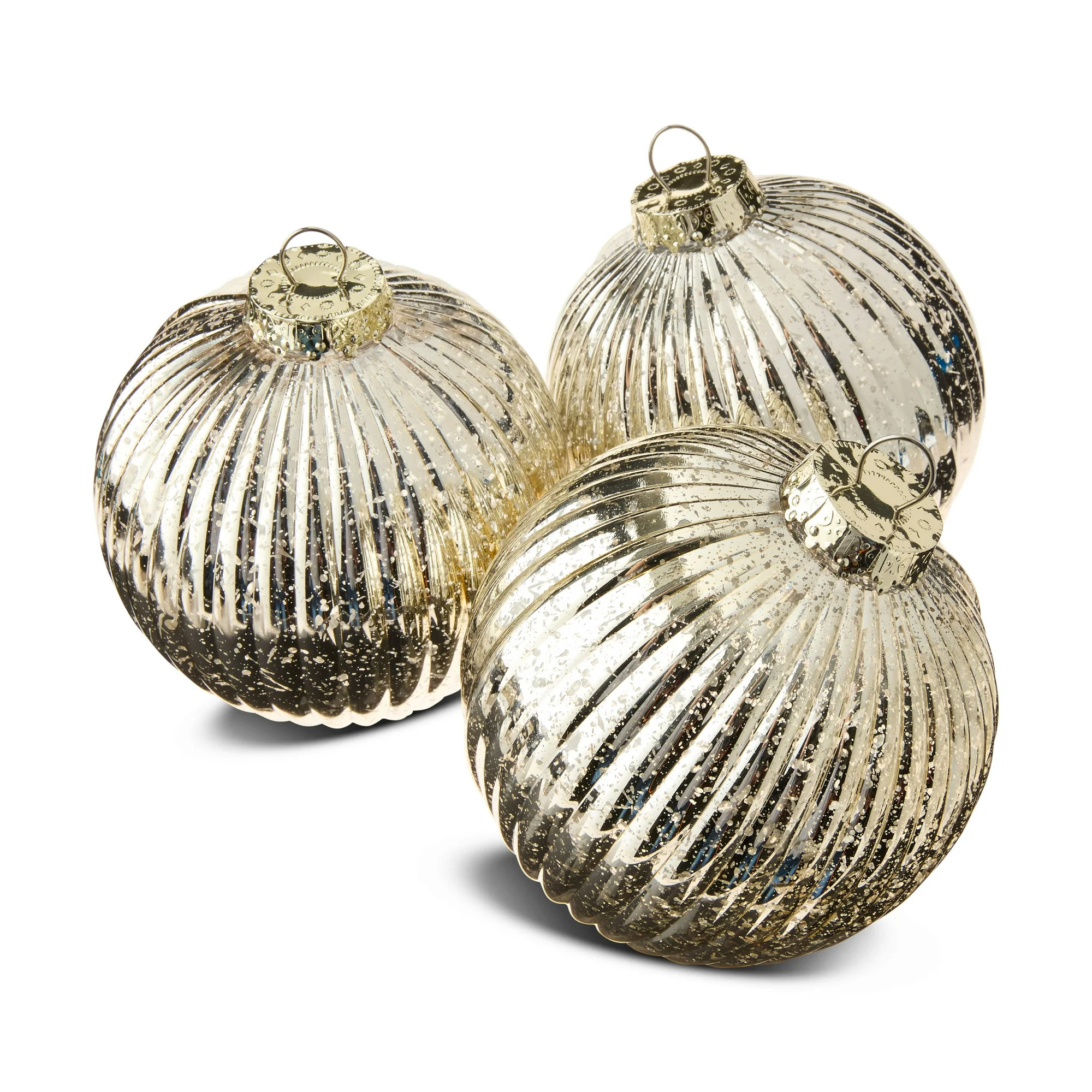 4-Count Gold Vintage-Style Shatterproof Christmas Ornaments, 5.9 in, by Holiday Time | Walmart (US)