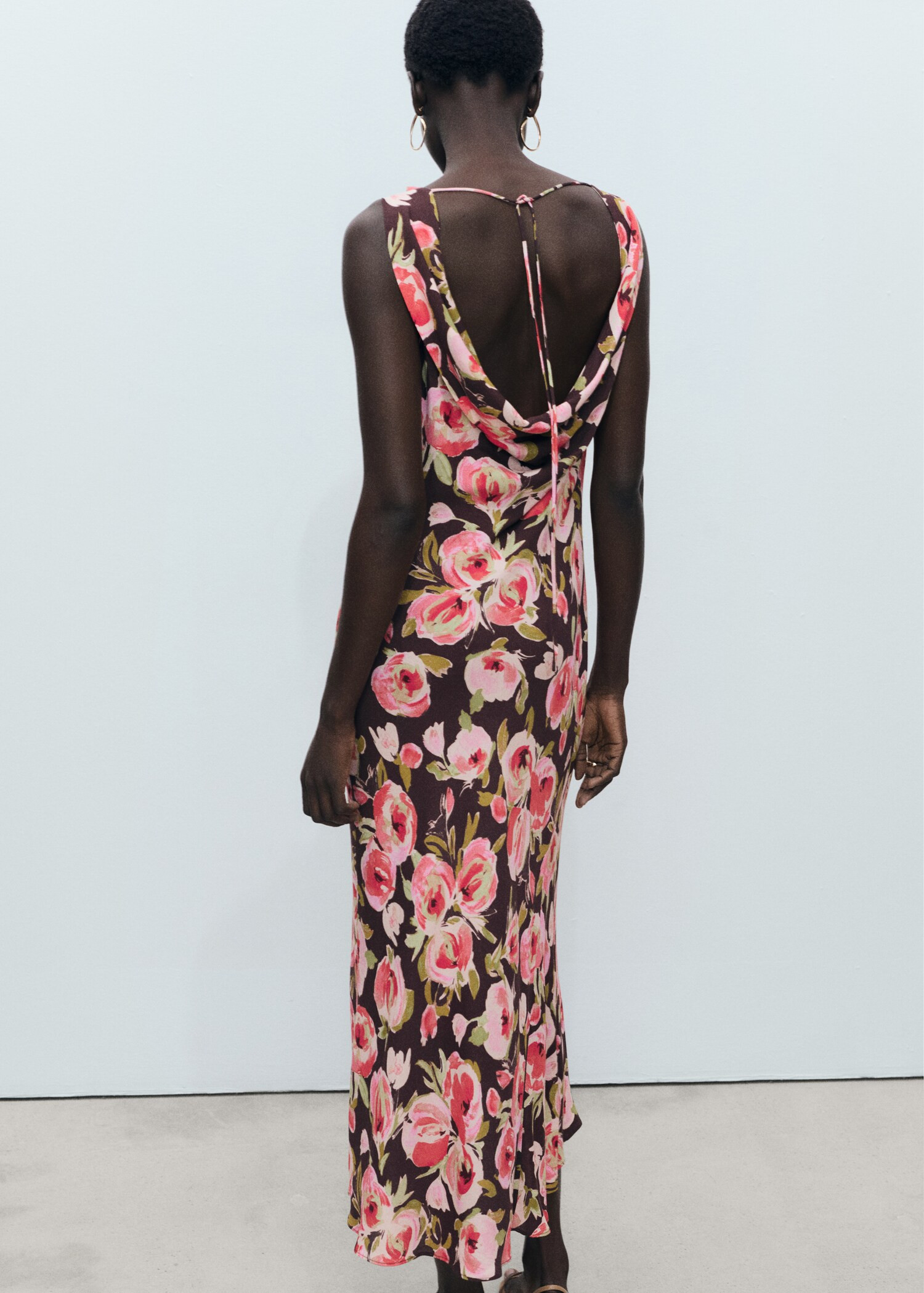 Floral dress with draped neck - Women | MANGO USA | Mango (US/MX/AU)