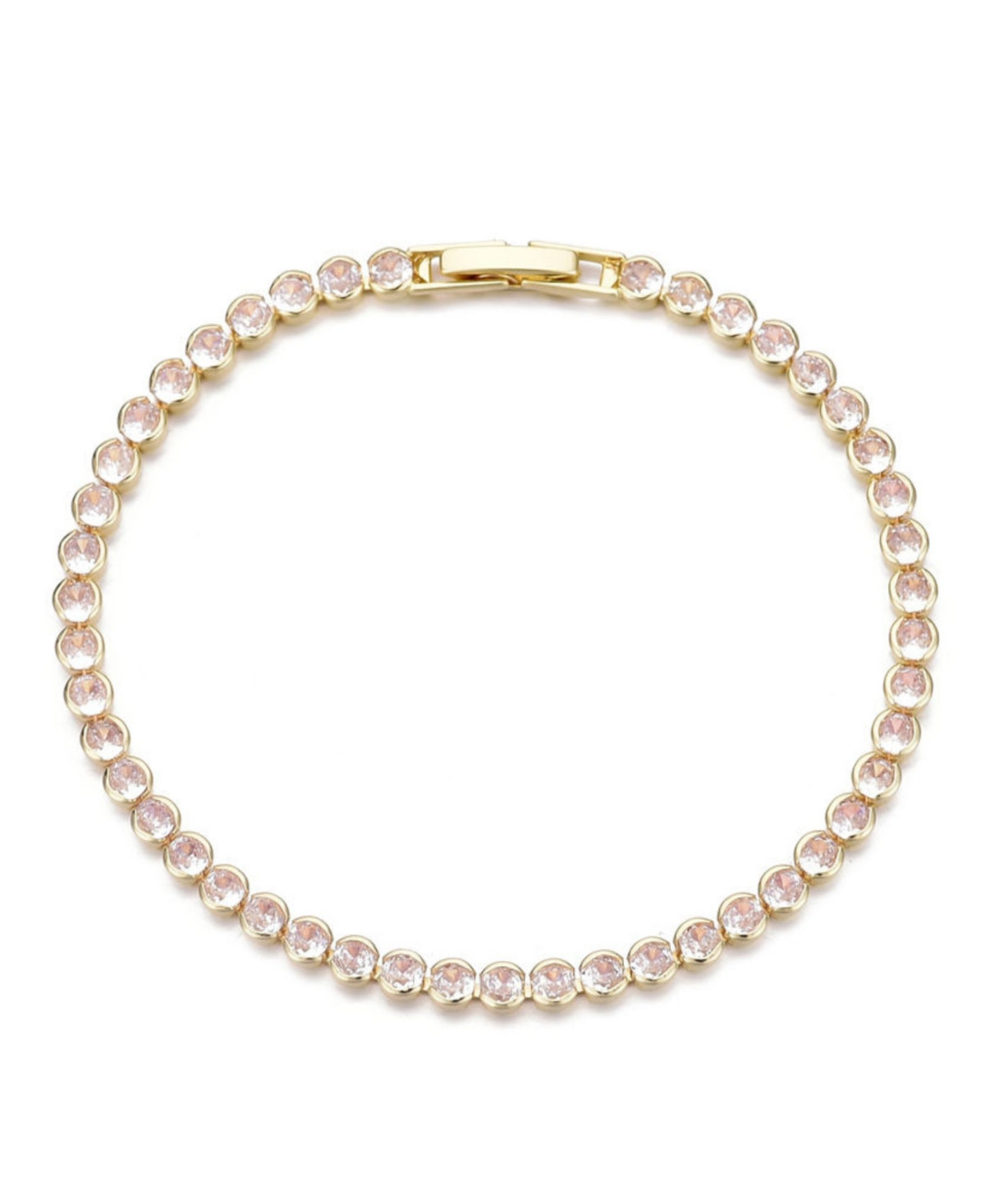 Adornia Gold Plated Crystal Bezeled Tennis Bracelet - Gold | Macy's