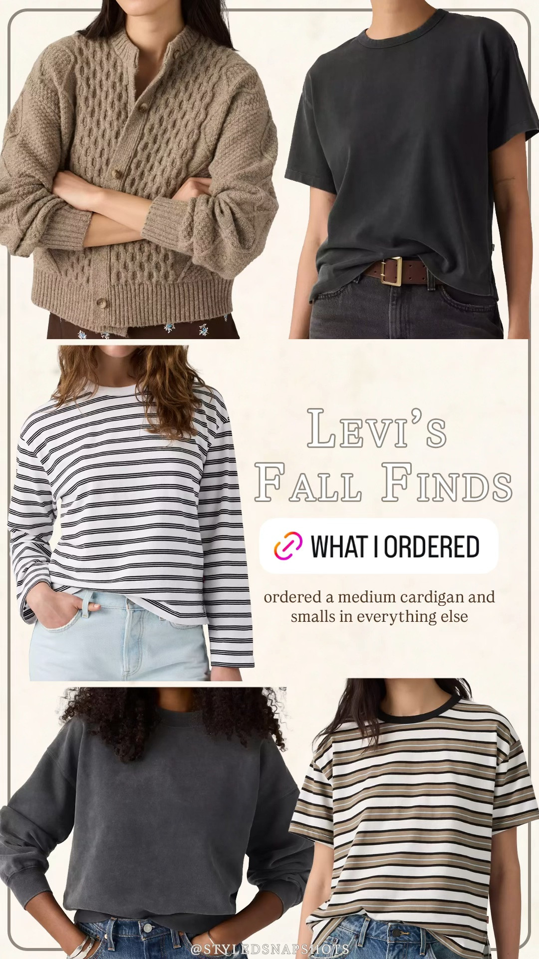 Levi’s fall finds 🍂 ordered a medium cardigan and smalls in everything else 

#under$100 #stripedtee #ad
