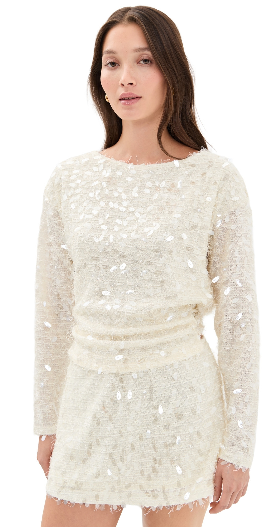 Bailey Rose Sequin Long Sleeve Top Champagne XS | Shopbop