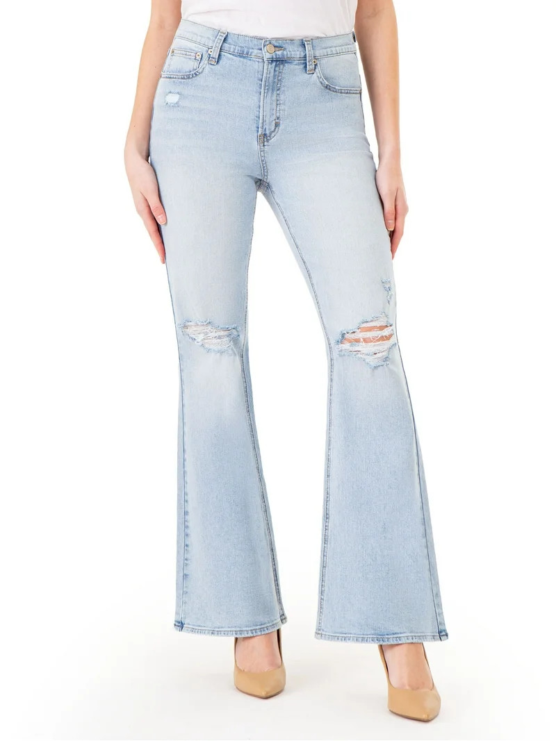Jordache Women's High Rise Flare Jeans, Available in 27", 30", 32" Inseams | Walmart (US)
