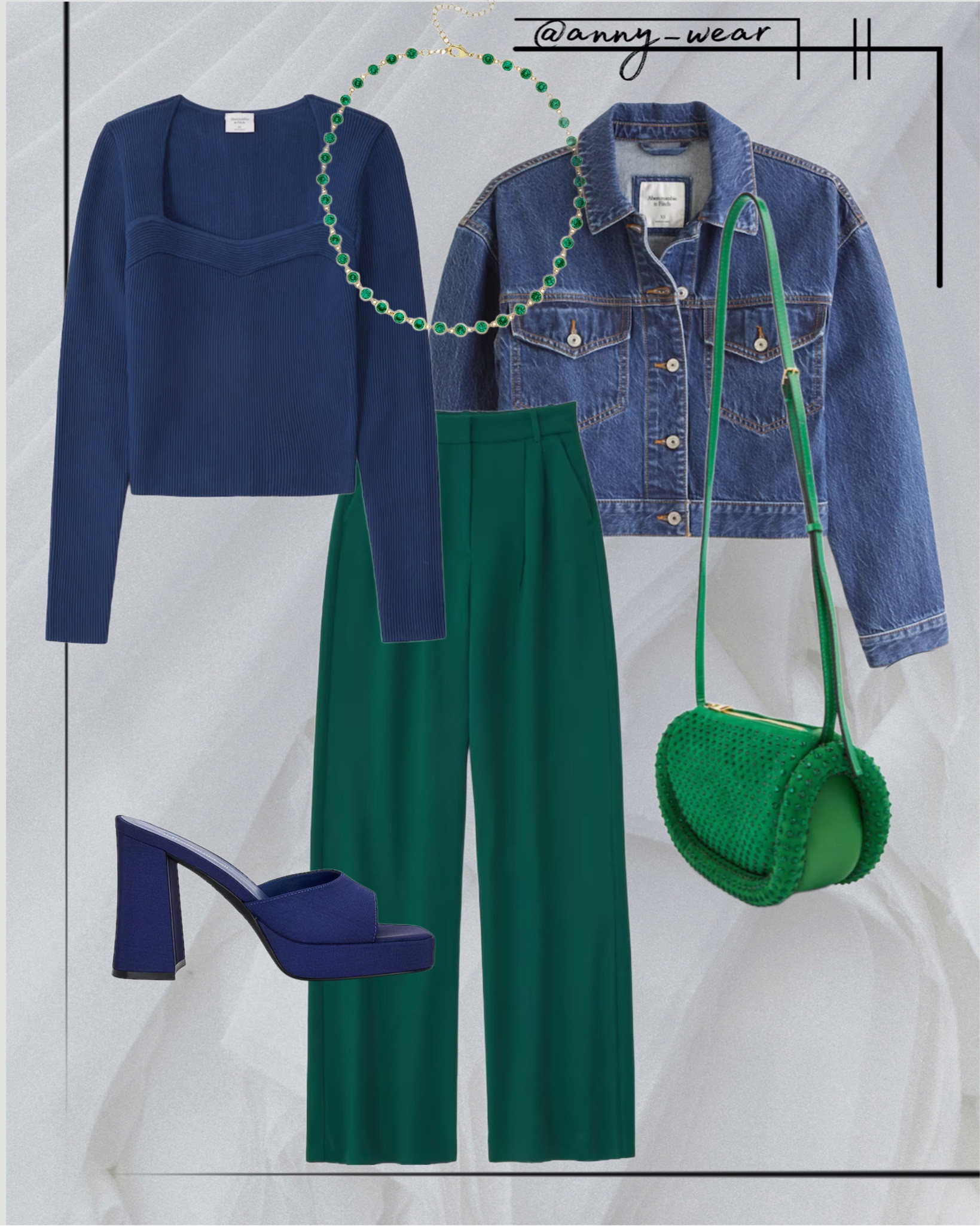 Office outfit 

Long Sleeve Ottoman Sweetheart Top blue top navy top denim jacket Cropped Denim Jacket Sloane Tailored Pant green pants green trousers green bag green crossbody bag navy sandals blue sandals green necklace abercrombie code abercrombie and fitch abercrombie sale designer bag purse handbags purses spring handbags summer bags tote bags crossbody bags shoulder bags clutch bags satchel bags hobo bags backpack purses straw bags canvas bags leather bags designer bags pastel handbags neutral handbags mini bags bucket bags chain strap bags top handle bags woven handbags Professional work outfits Work outfit ideas Business casual for women Business attire for women Office wear for women Womens work clothes Cute work outfits Work dresses Work blouses Work pants for women Work skirts for women Work jackets for women Casual work outfits Summer work outfits Fall work outfits Winter work outfits Spring work outfits Business formal attire Professional attire for women Black work pants Interview attire for women Business professional clothes Womens business suits Corporate attire for women Womens office wear Work heels Flats for work Work tote bags Work accessories for women Work jewelry Womens work boots Blazers for work Work jumpsuits for women Work rompers for women Work overalls for women Nursing work clothes Teacher work outfits Plus size work clothes Petite work clothes office outfits work wear style work outfit teacher outfit teacher outfits teacher fashion teacherista teacher style teacher shoes teacher bag casual work outfits office outfits work outfit winter work outfit jeans work outfit summer work outfit casual work outfit midsize work outfit curvy summer work outfits work bag work tote bags work pants womens work pants black work pants work shoes summer work shoes womens work shoes comfortable work shoes casual work shoes work dress work party dress work blouse work blazer shoes for work  

#LTKsalealert #LTKunder50 #LTKunder100 #LTKSeasonal #LTKstyletip #LTKshoecrush #LTKFind #LTKitbag