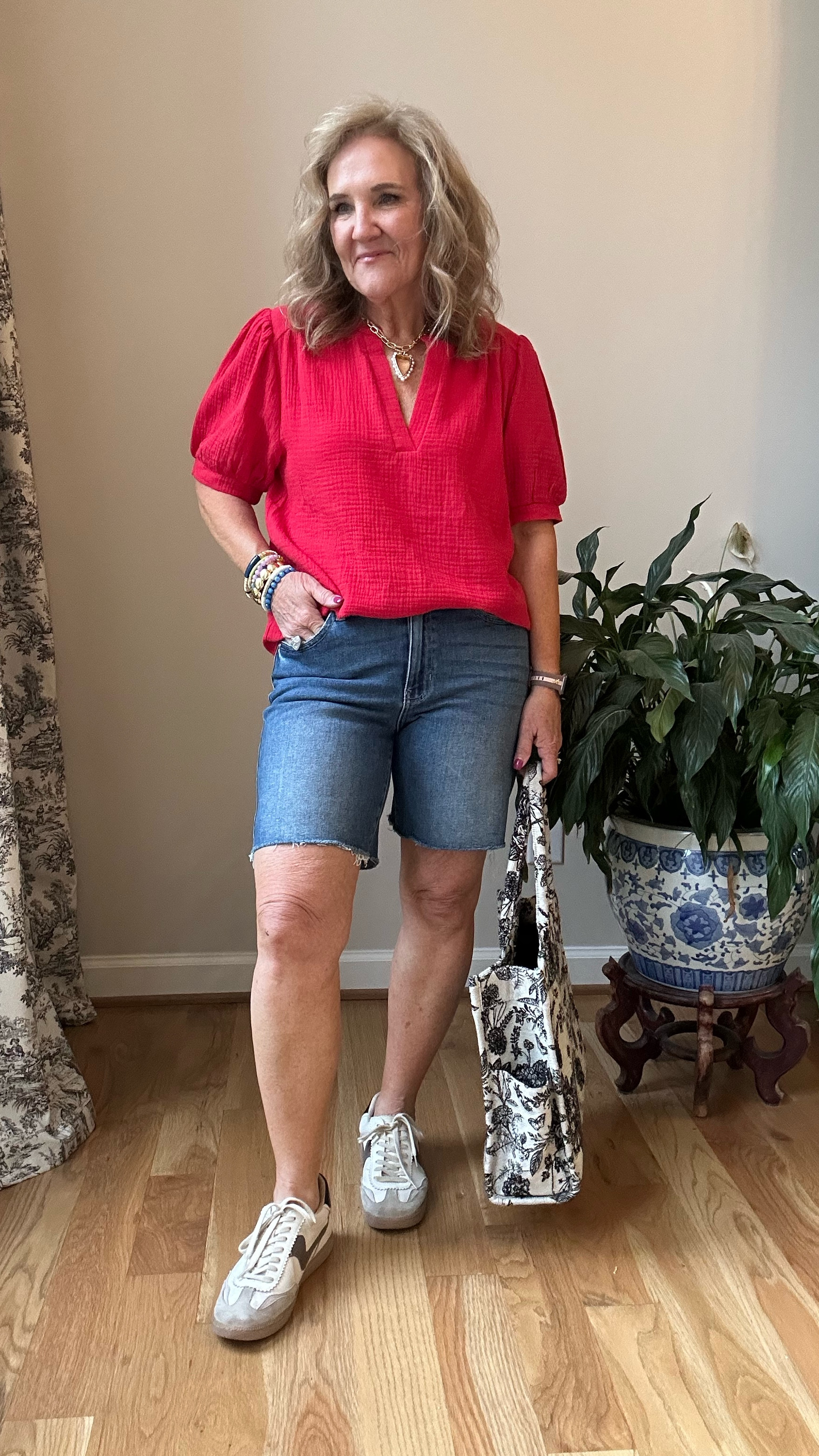 Denim shorts I’m wearing a medium. I’d recommend sizing up for a more relaxed fit. But they only go up to a large. I’ll link a couple other favorites. P

Ted Tammy top size Medium 

Avara 15% off code NANETTE15

#LTKFindsUnder100 #LTKWatchNow #LTKOver40